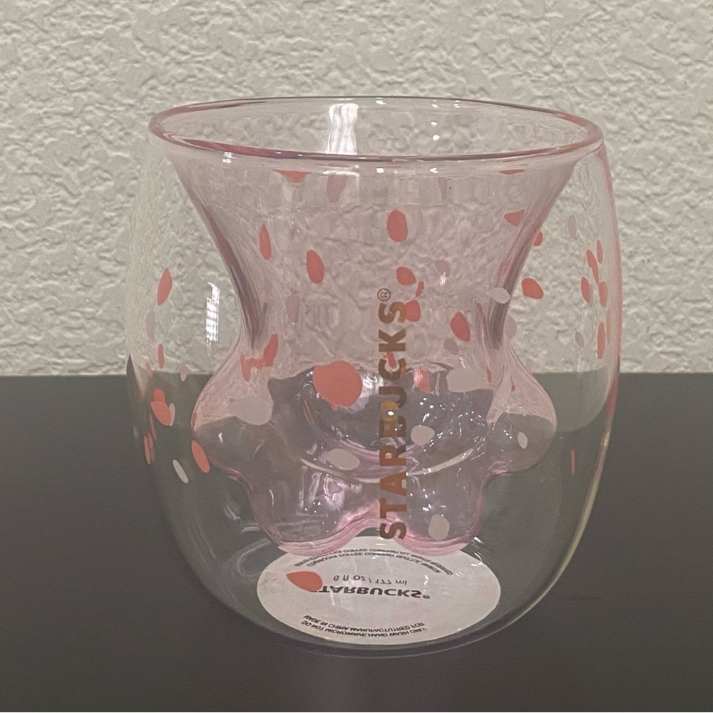 Rare STARBUCKS Glass Paw Pink Cherry Blossom Cup - Picture 5 of 16
